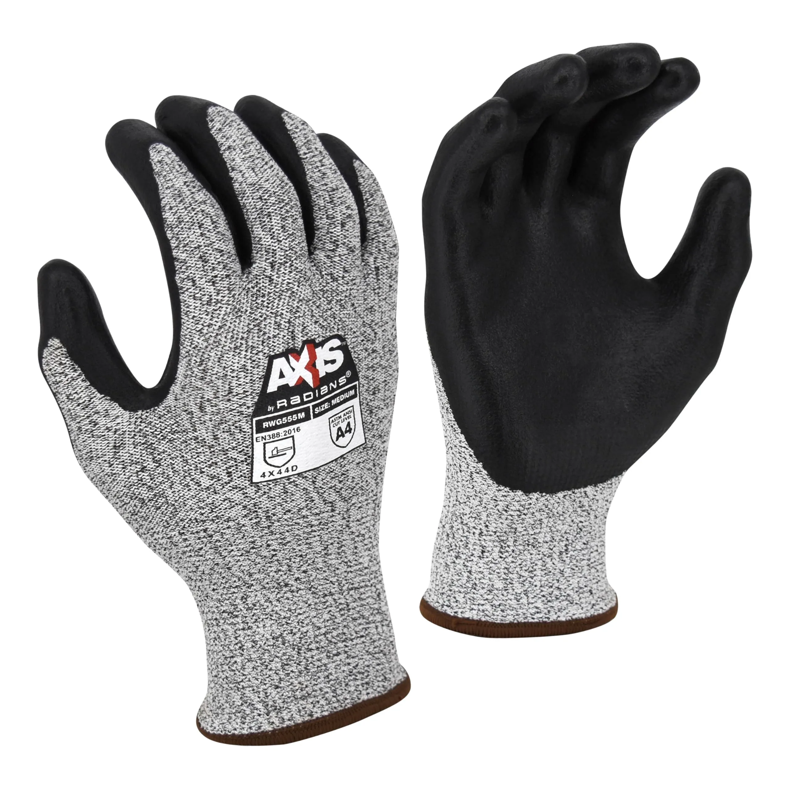 Radians RWG555 Axis Cut Protection Level A4 Foam Nitrile Dipped Workk Glove, Large, Multi (RWG555L)