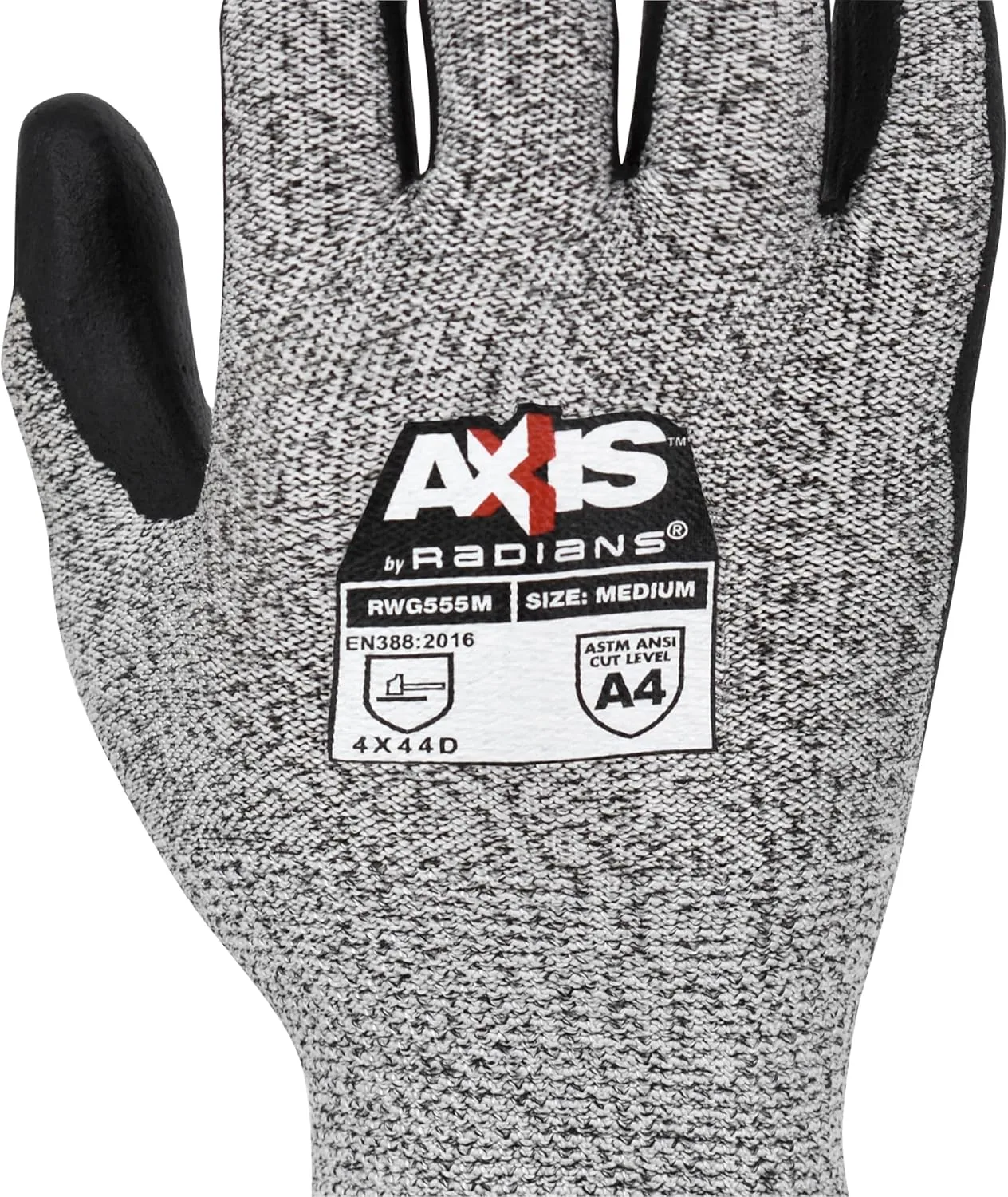 Radians RWG555 Axis Cut Protection Level A4 Foam Nitrile Dipped Workk Glove, Large, Multi (RWG555L)