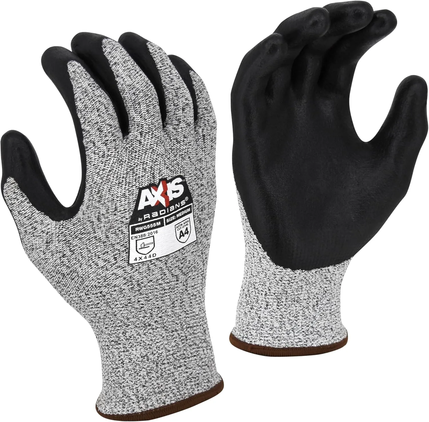 Radians RWG555 Axis Cut Protection Level A4 Foam Nitrile Dipped Workk Glove, Large, Multi (RWG555L)