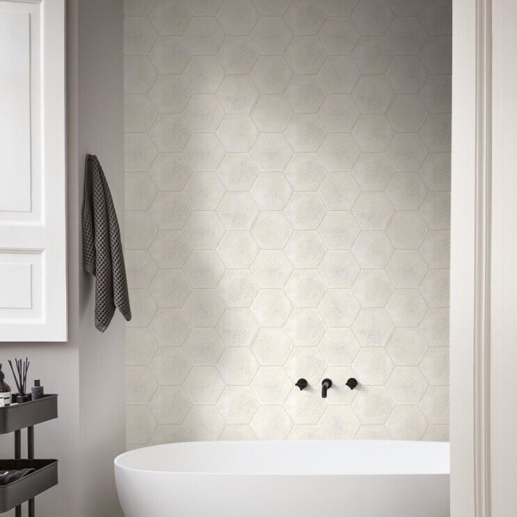 Gresie hexagonala RAGNO by MARAZZI, STRATFORD WHITE R8YE, 21x18.2