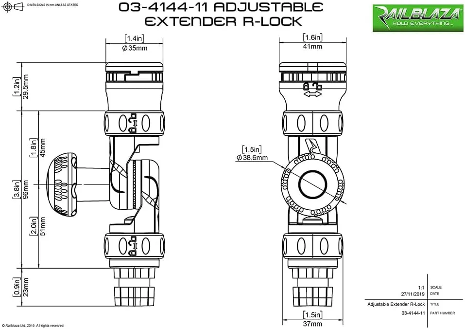 RAILBLAZA Adjustable Extender R-Lock