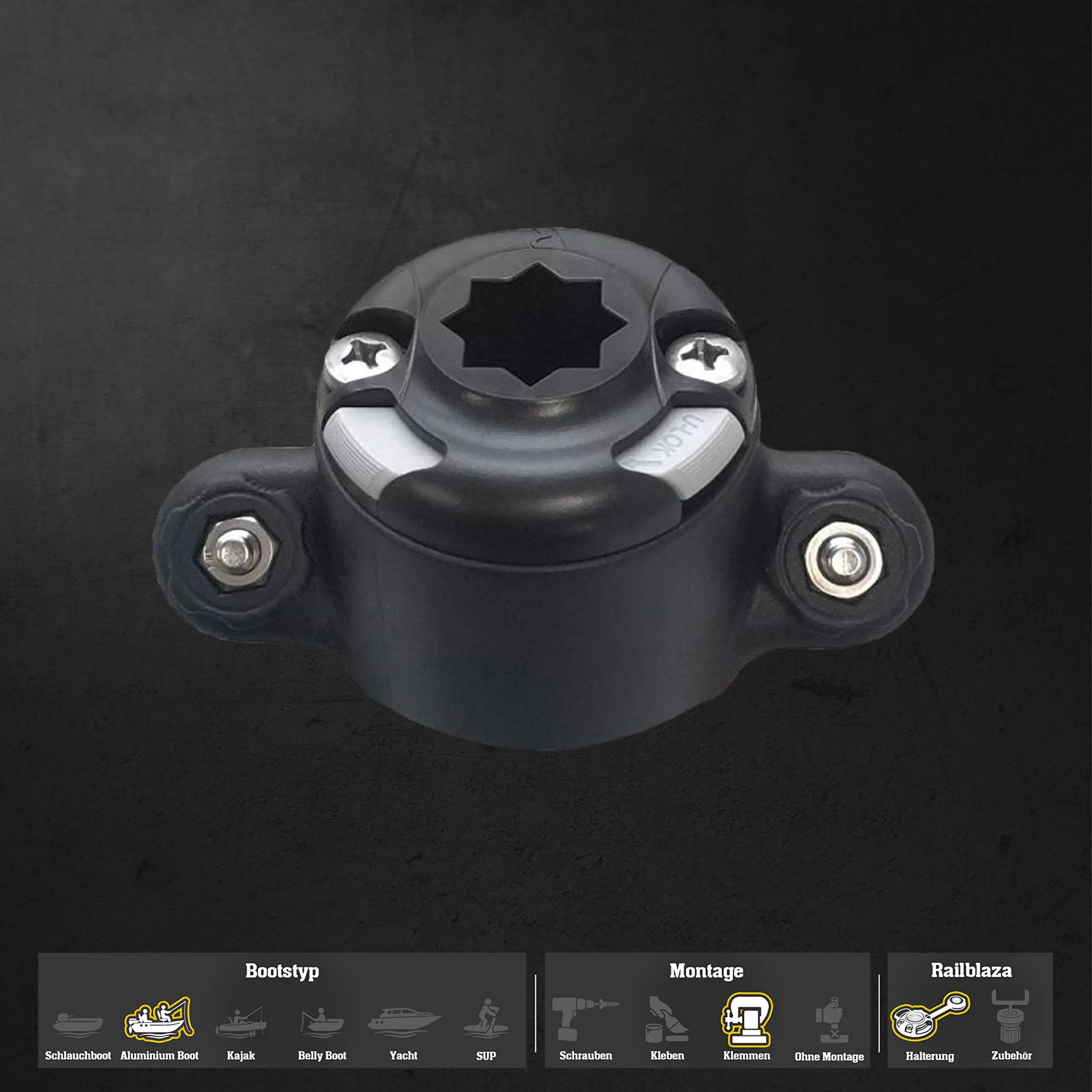 Railblaza Bracket StarPort Tracloader 45° inclined surfaces mounting: clamps Black