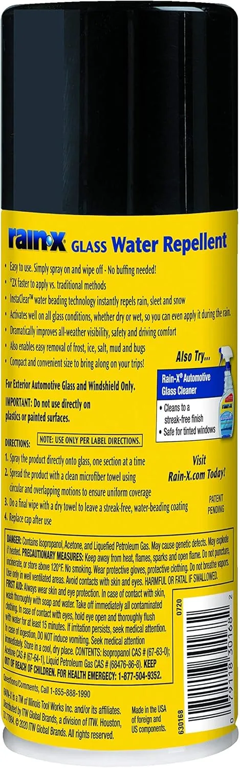 Rain-X 630168 Glass Water-Repellent Aerosol 12 oz. (Pack of 2) Aerosol Bottle 12 Ounce (Pack of 2)