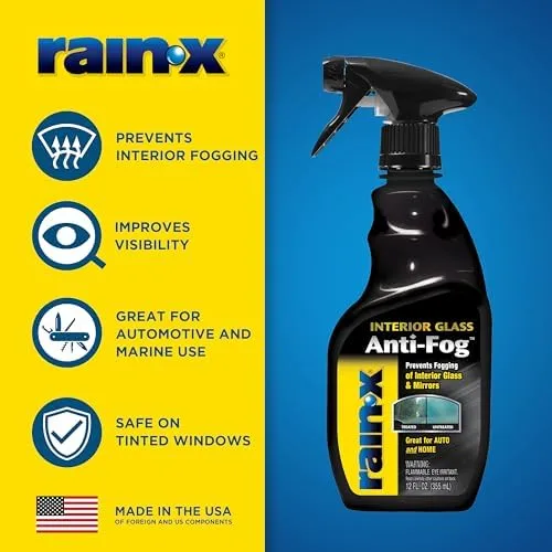 Rain-X 630046 Interior Glass Anti-Fog, 12 oz - Prevents Fogging of Interior Glass and Mirrors