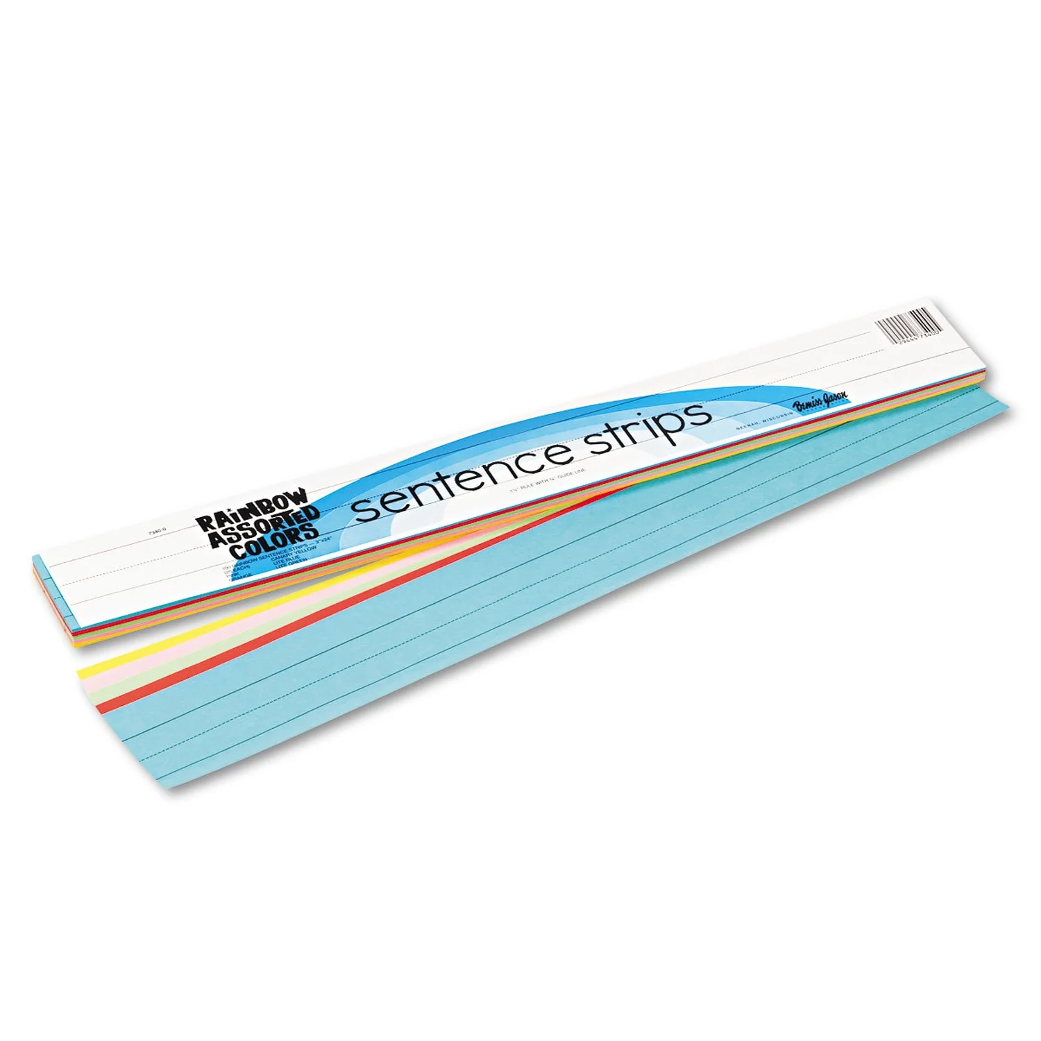 Rainbow Kraft Dual-Sided Sentence Strips, 3 x 24 in, 1-1/2 in Ruled, Pack of 100