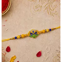 Rakhi – Traditional Colorful Beads and Yellow Thread for Brother