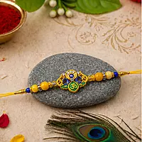 Rakhi – Traditional Colorful Beads and Yellow Thread for Brother