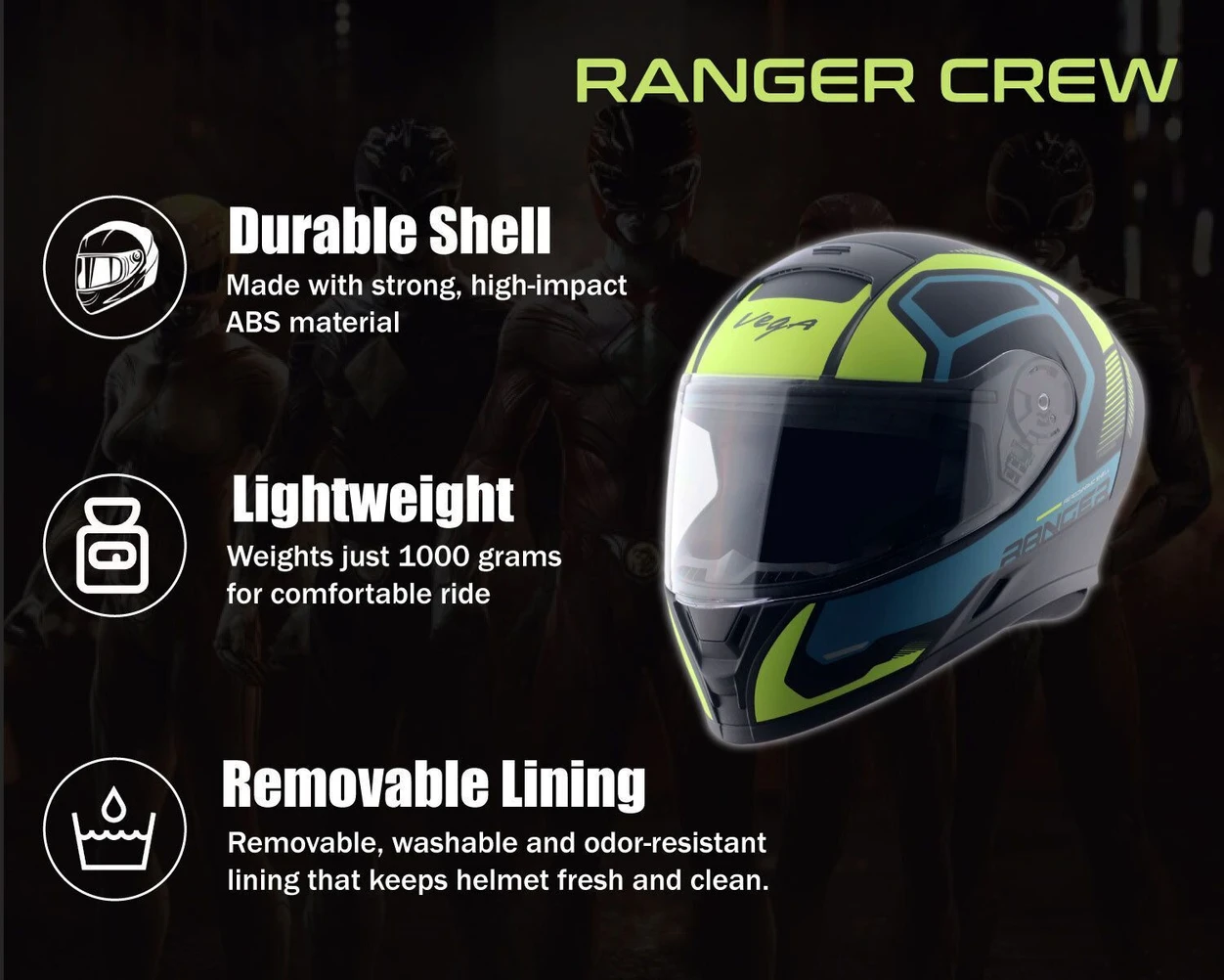 VEGA RANGER DX CREW BLACK NEON YELLOW C/V (L)