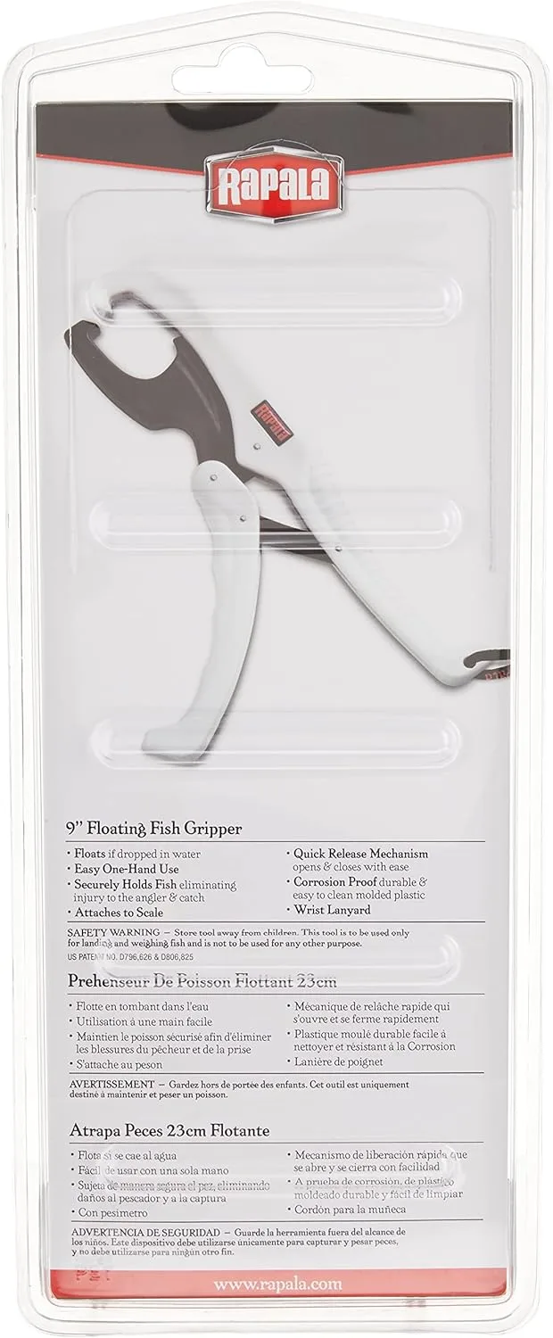 Rapala 9" Floating Fish Gripper 9", White/Black Fishing Line