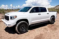 Raptor Series 5in Oval Running Boards - Black Aluminum, Fits Silverado & Sierra Crew Cab