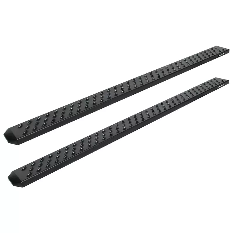 Raptor Series Running Boards Steps 6.5in Wide Sawtooth Grip Black Aluminum Compatible with SuperCrew 15-26 F-150 17-26 F-260/F-350 Super Duty