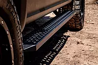 Raptor Series Running Boards Steps 6.5in Wide Sawtooth Grip Black Aluminum Compatible with SuperCrew 15-26 F-150 17-26 F-260/F-350 Super Duty