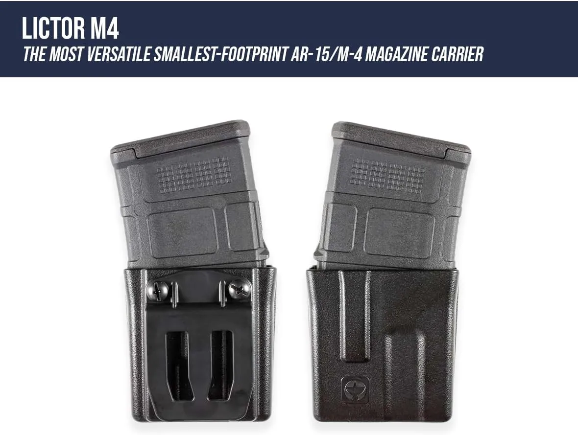 Lictor M4 Magazine Pouch SM with Belt Clip, Magazine Holder Compatible with AR/M4 Magazines | ARSMCUBK1.5BC