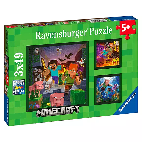 Minecraft Biomes 49 Piece Jigsaw Puzzle 3 Pack