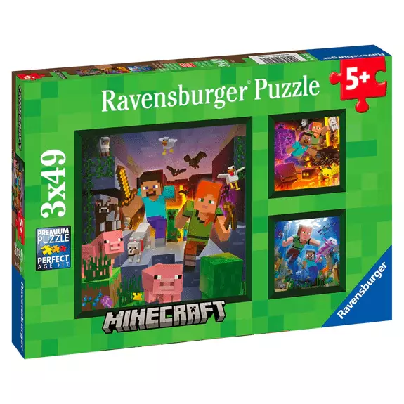 Minecraft Biomes 49 Piece Jigsaw Puzzle 3 Pack
