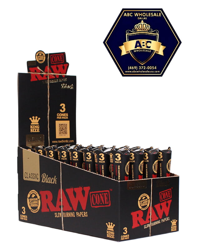 RAW - Black Classic Cones | KING | 32ct | 3pk