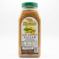 Large golden-amber crystals of Raw Brown Sugar Turbinado for gourmet topping and baking.