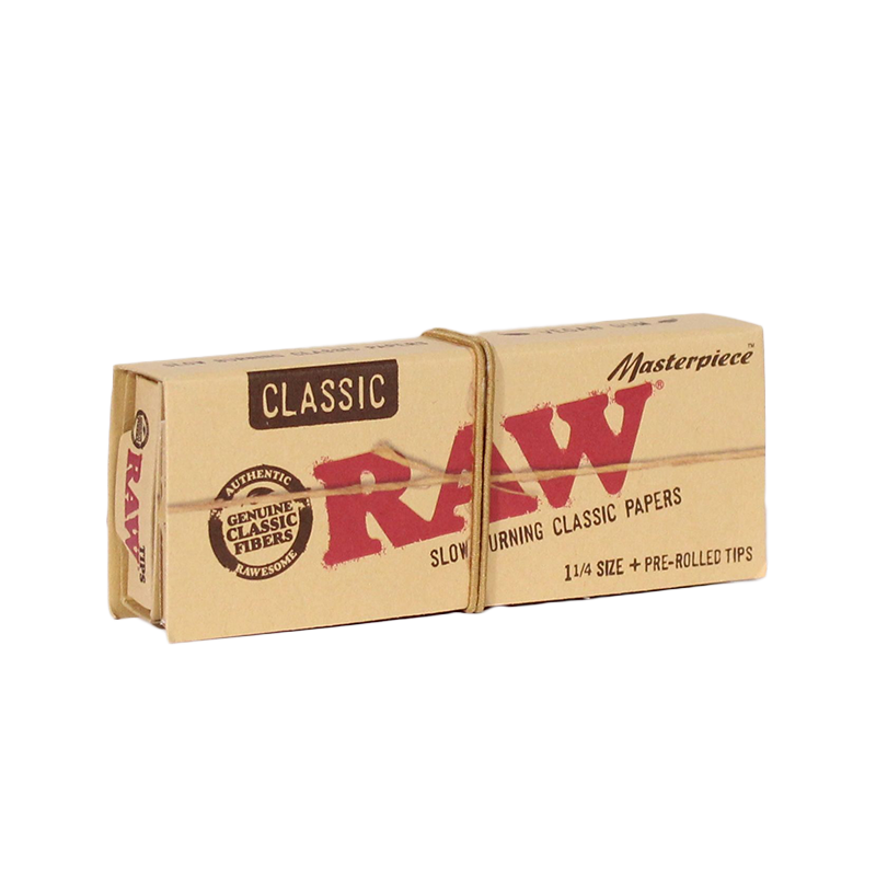 RAW® - Classic 1¼ Rolling Papers Masterpiece with Pre-Rolled Tips- Display of 24