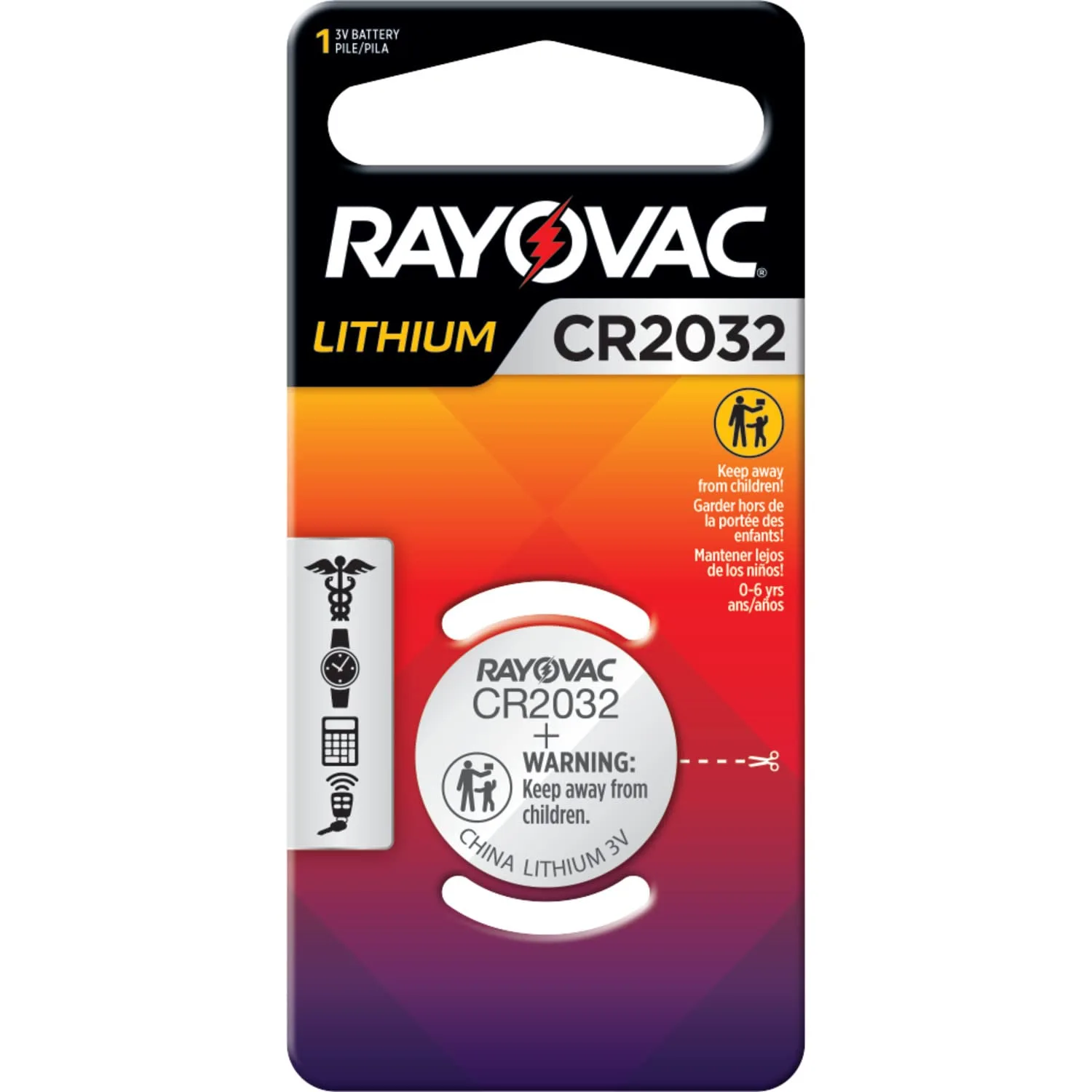 Rayovac CR2032 Battery, 3V Lithium Coin Cell CR2032 Batteries (1 Battery Count) 1 Count
