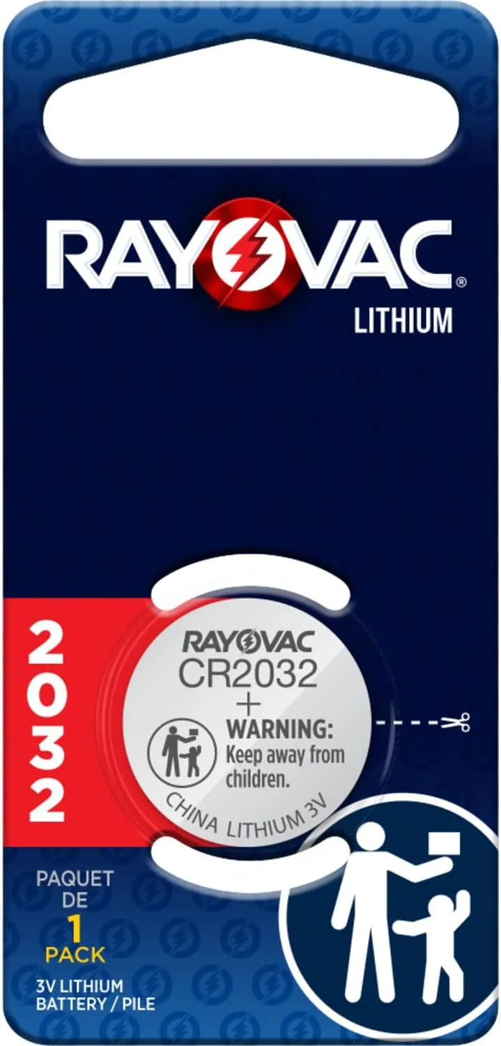 Rayovac CR2032 Battery, 3V Lithium Coin Cell CR2032 Batteries (1 Battery Count) 1 Count