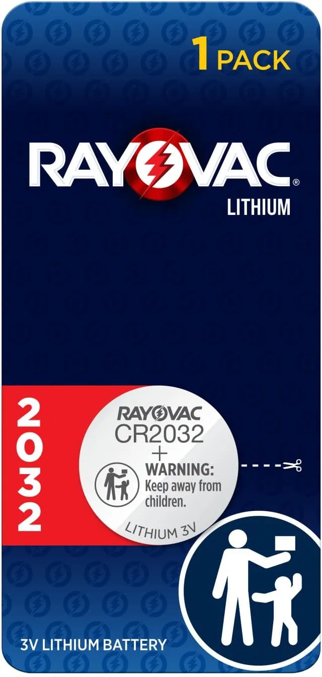 Rayovac CR2032 Battery, 3V Lithium Coin Cell CR2032 Batteries (1 Battery Count) 1 Count