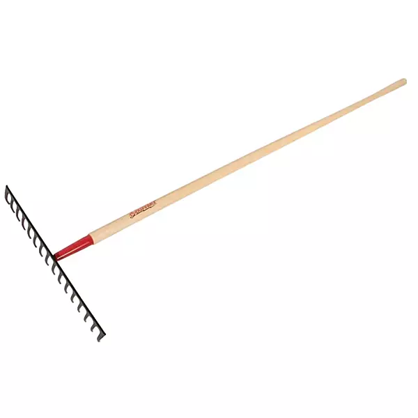 RAZOR-BACK 63112 14 Tine Level Head Rake, Forged, With Wood Handle
