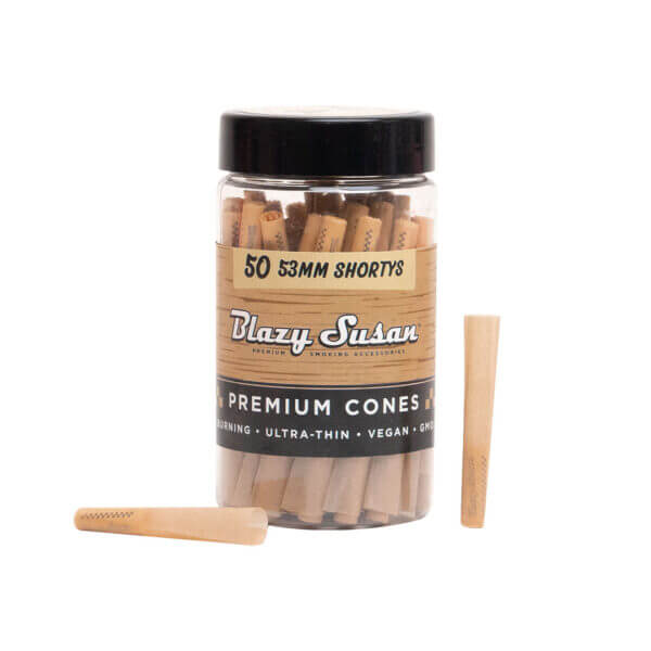 Blazy Susan® - Unbleached 53mm Pre-Roll Cones Shortys - Jar of 50