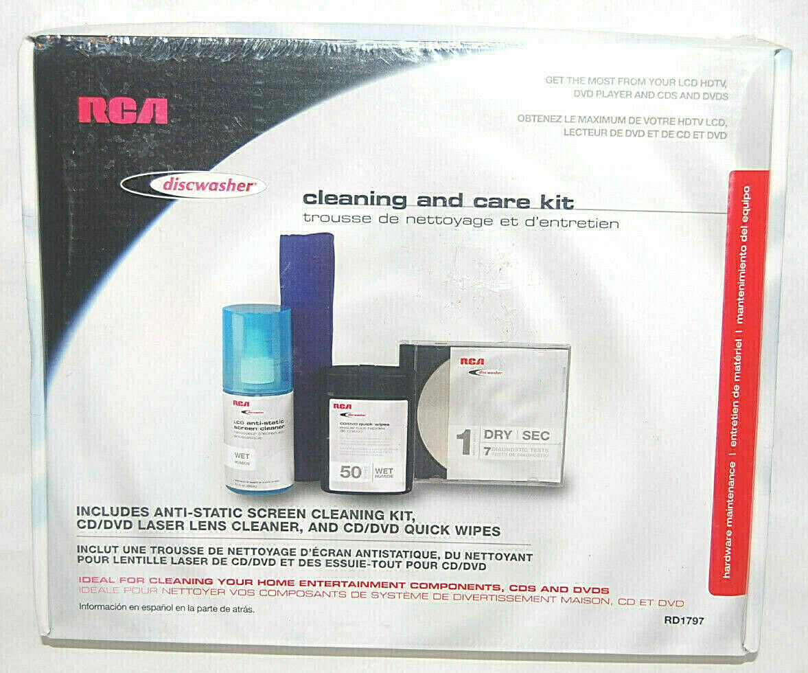 RCA Discwasher CD DVD Cleaning Kit Laser Lens Cleaner, Screen Cleaner RD1797 RCA Discwasher CD DVD Cleaning Kit Laser Lens Cleaner, Screen Cleaner RD1797