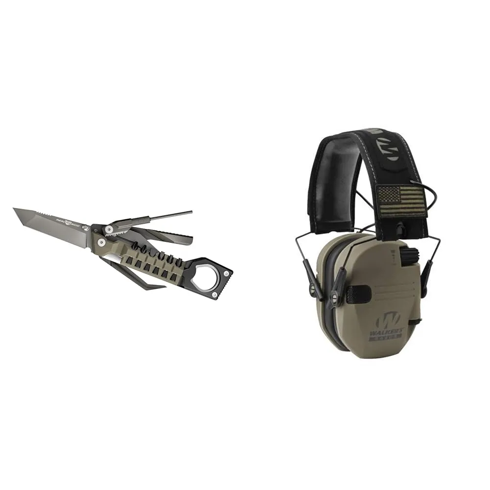 Real Avid 19-in-1 Pistol Tool and Walker's Razor Slim Electronic Ear Protection Bundle Pistol Tool + Ear Protection