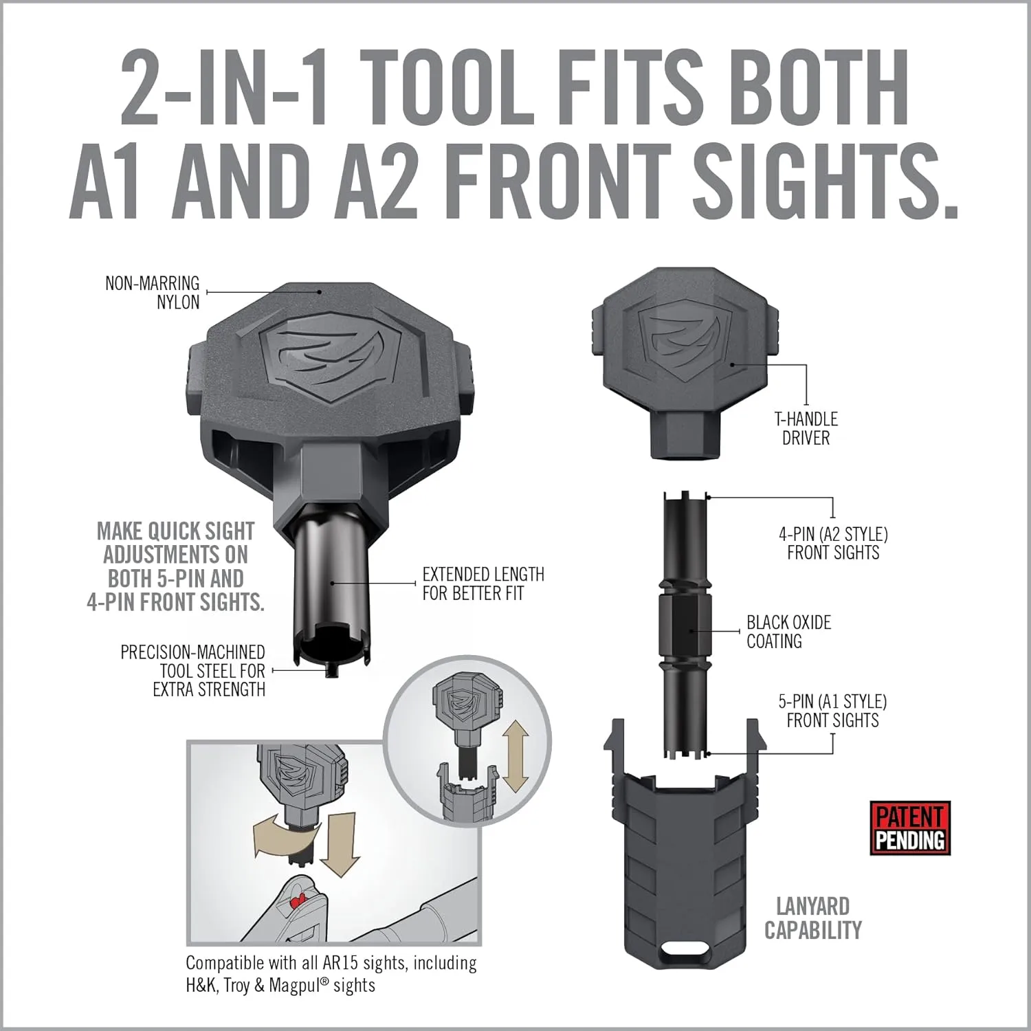 REAL AVID AR15 FRNT Sight ADJSTR PRO