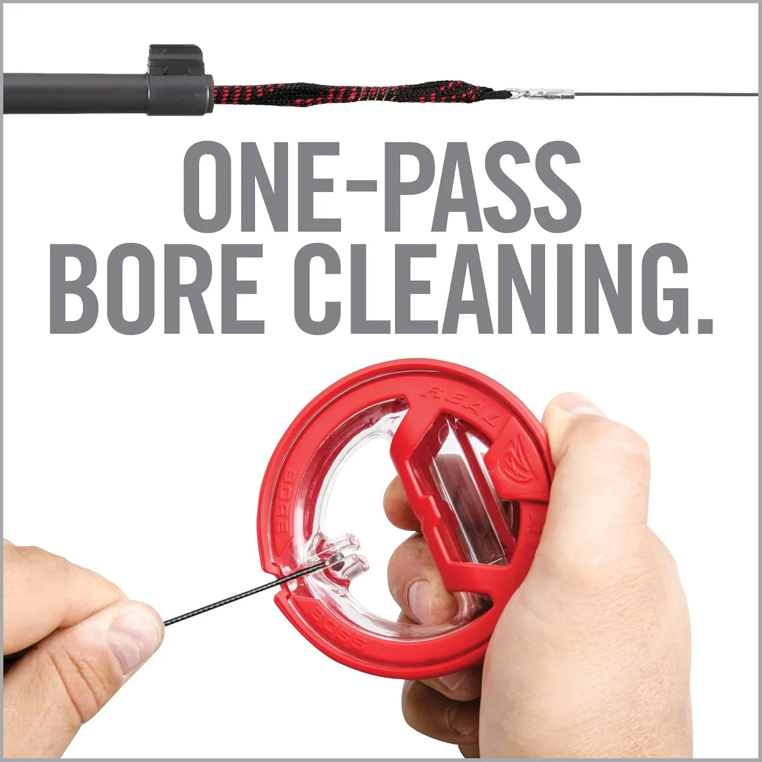 Real Avid Bore Boss Gun Cleaning System - Rapid Pull Through Barrel & Bore Cleaning Cable with Integrated Brush & Mop