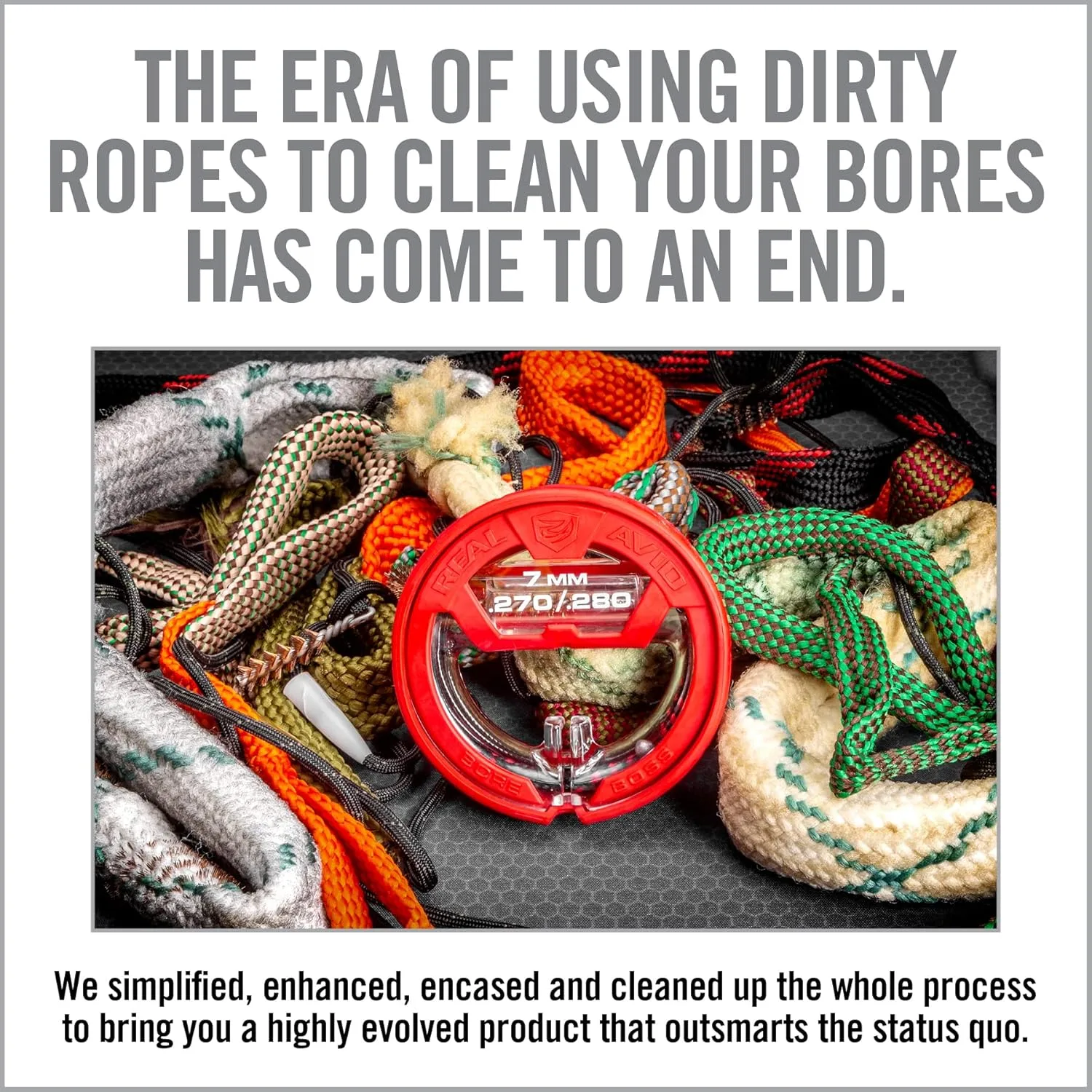 Real Avid Bore Boss Gun Cleaning System - Rapid Pull Through Barrel & Bore Cleaning Cable with Integrated Brush & Mop