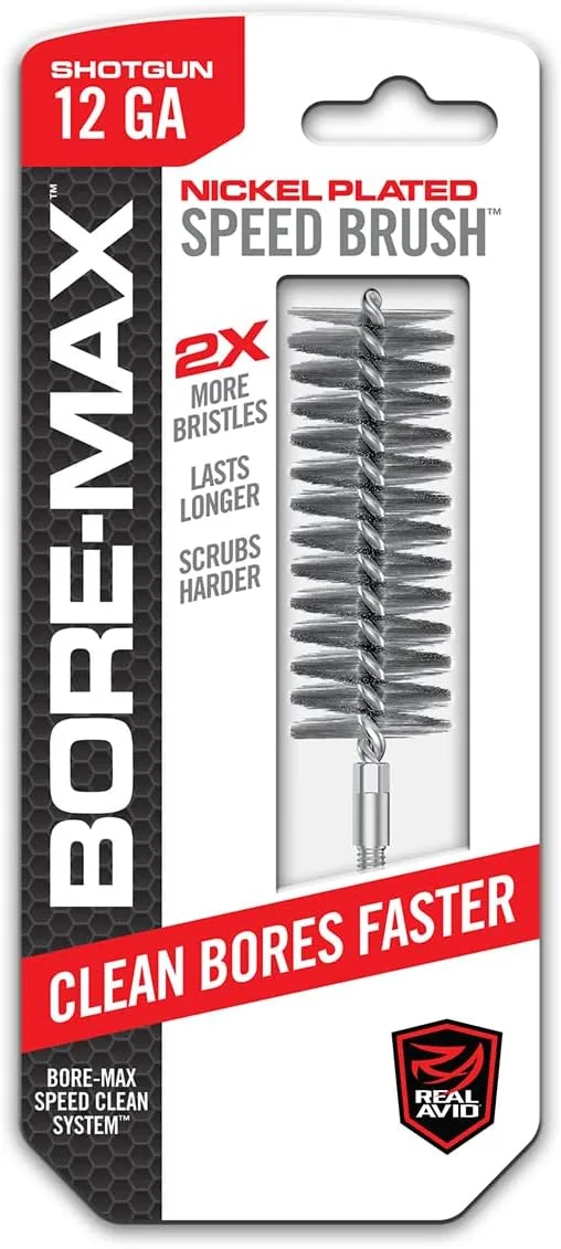 Real Avid Bore-Max Bore Brush, Nickel-Plated Bronze Barrel Brush with Stainless Steel Handle