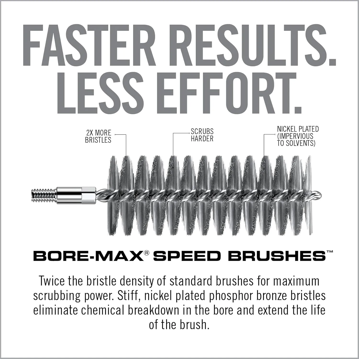 Real Avid Bore-Max Bore Brush, Nickel-Plated Bronze Barrel Brush with Stainless Steel Handle