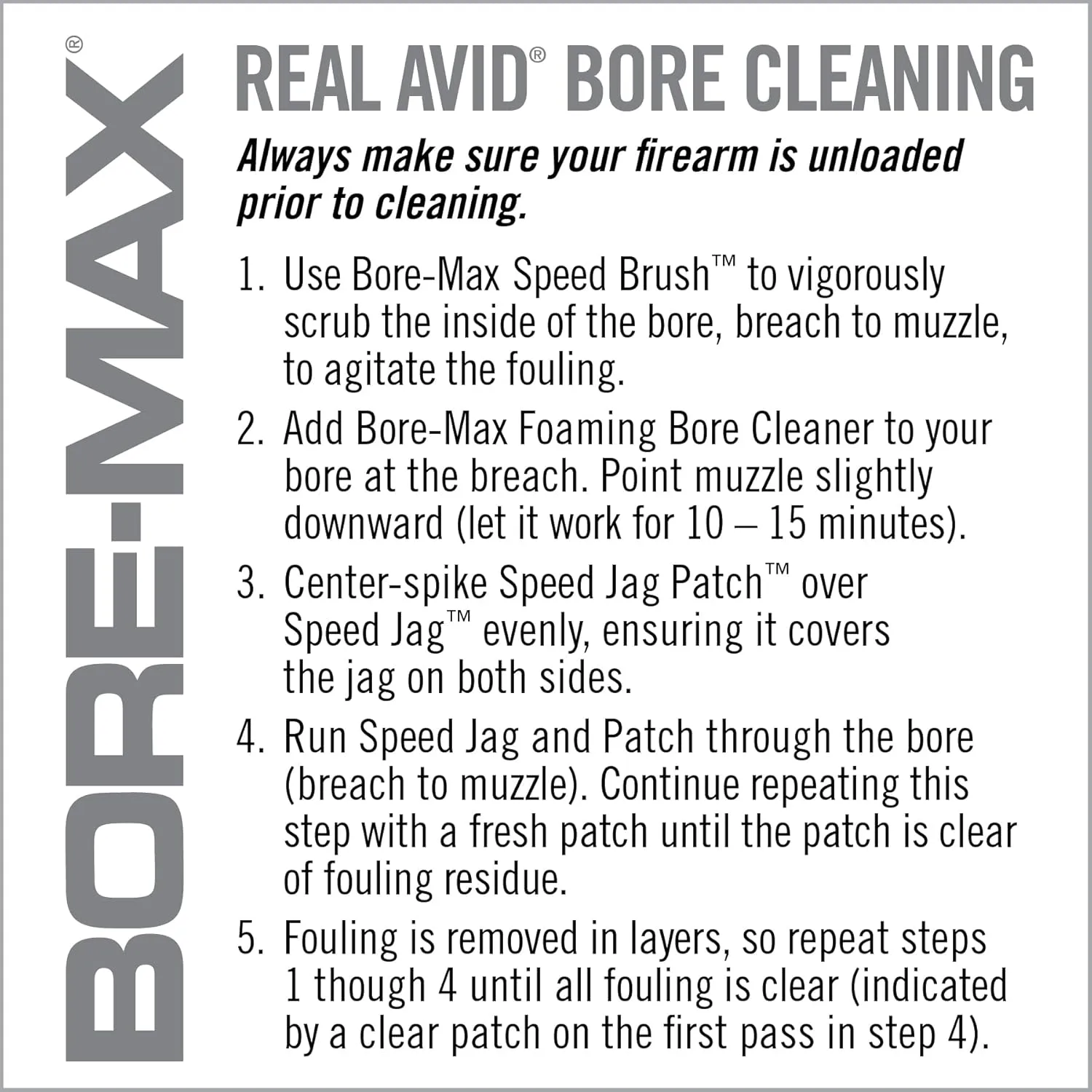 REAL AVID Bore-Max Speed Jag and 25 Patches Gun Cleaning Set