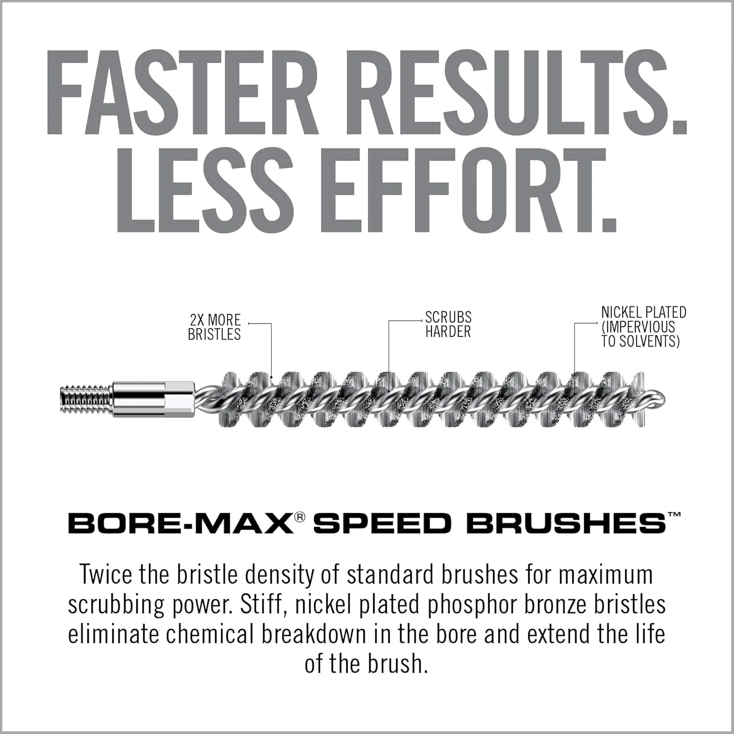 Real Avid Bore-Max Bore Brush, Nickel-Plated Bronze Barrel Brush with Stainless Steel Handle