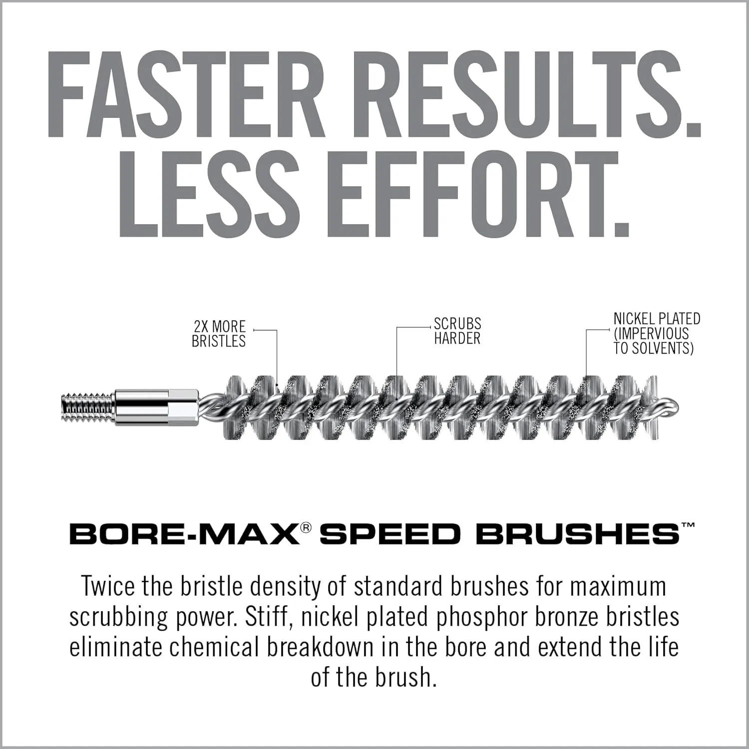 Real Avid Bore-Max Bore Brush, Nickel-Plated Bronze Barrel Brush with Stainless Steel Handle