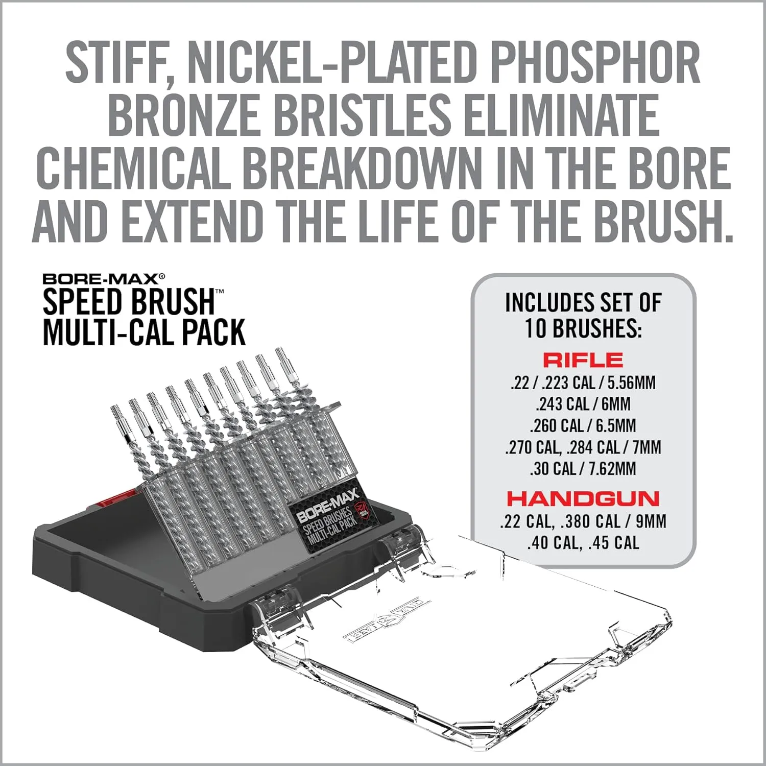 Real Avid Bore-Max Speed Brush Multi-Cal Pack - 10 Cleaning Brushes for Gun Cleaning