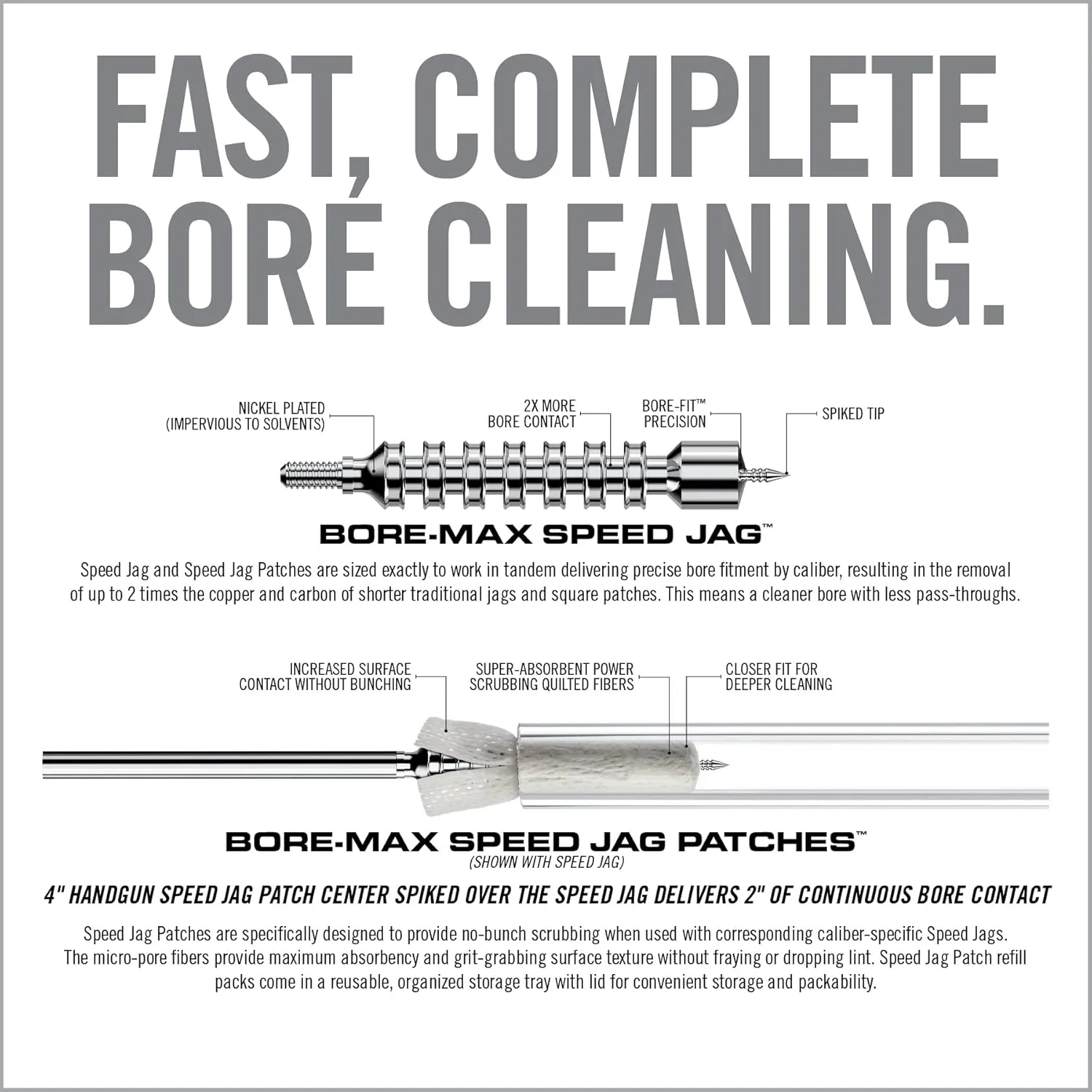 REAL AVID Bore-Max Speed Jag and 25 Patches Gun Cleaning Set