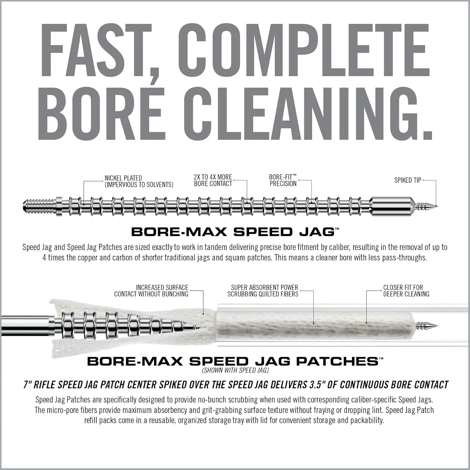REAL AVID Bore-Max Speed Jag and 25 Patches Gun Cleaning Set