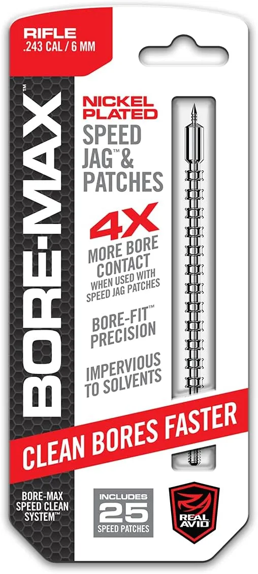 REAL AVID Bore-Max Speed Jag and 25 Patches Gun Cleaning Set