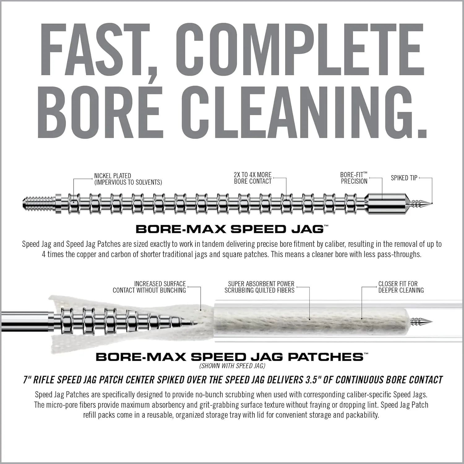 REAL AVID Bore-Max Speed Jag and 25 Patches Gun Cleaning Set