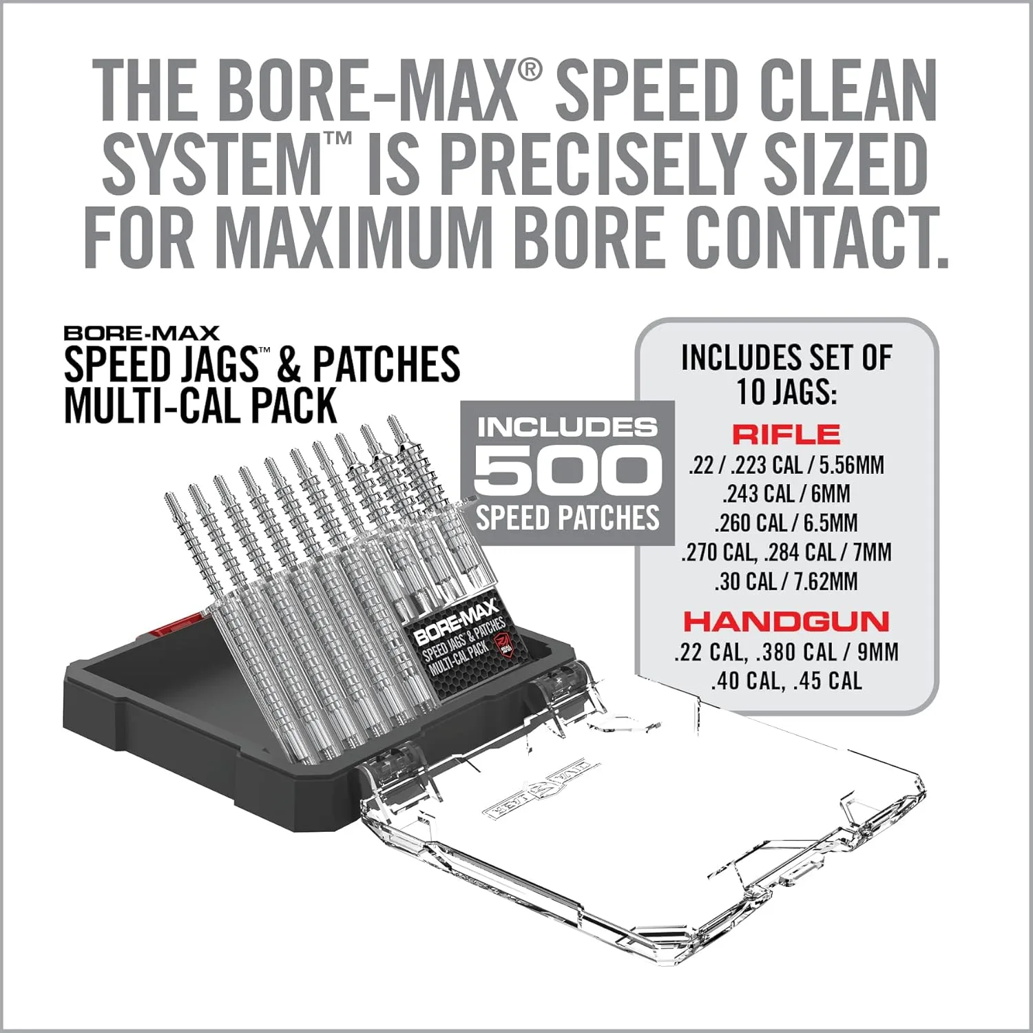 Real Avid Bore-Max Speed Jags & Patches Multi-Cal Pack - Set of 10 Jags for .22-.243Cal 6mm .260Cal 6.5mm. 270Cal. 284 7mm