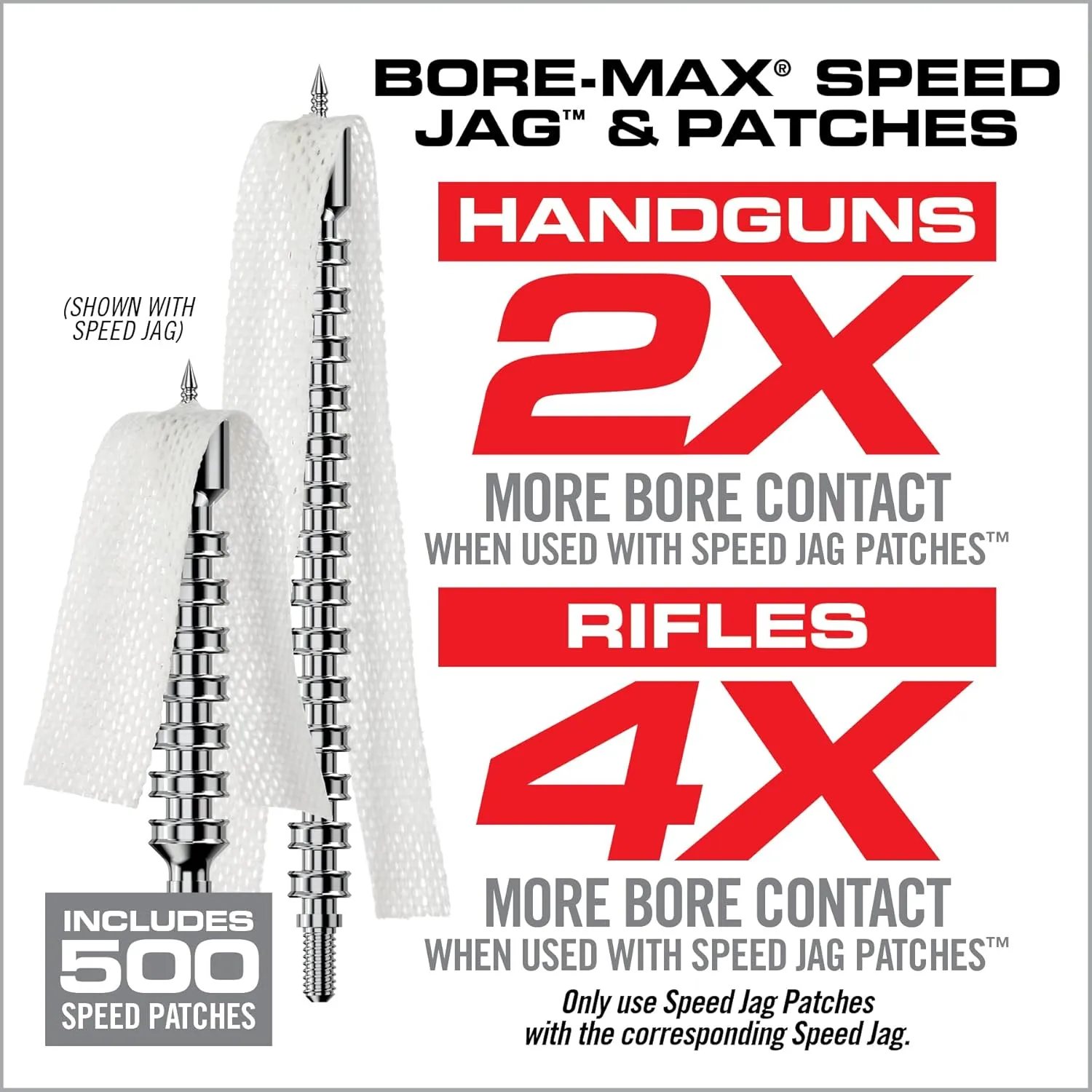 Real Avid Bore-Max Speed Jags & Patches Multi-Cal Pack - Set of 10 Jags for .22-.243Cal 6mm .260Cal 6.5mm. 270Cal. 284 7mm