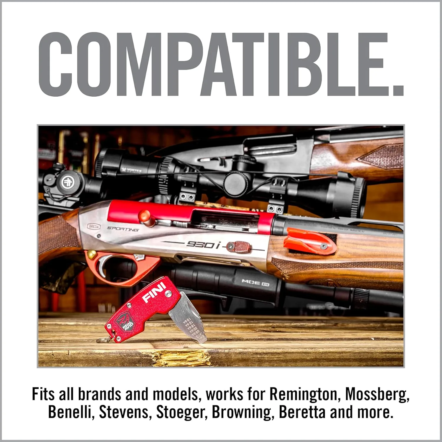 Real Avid FINI Shotgun Tool Choke Wrench with Shotgun Scope Adjuster and Shotgun Keychain