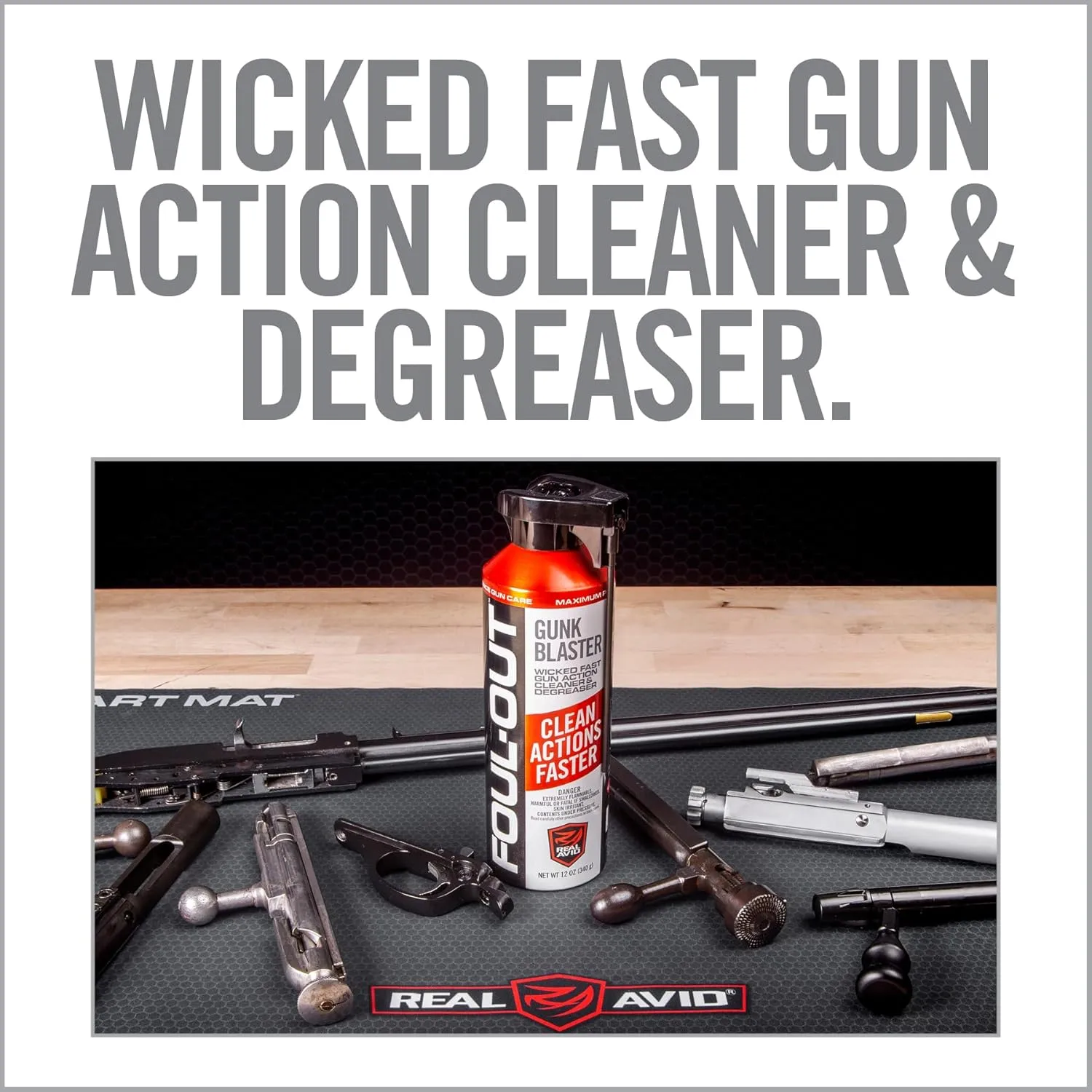 Real Avid Foul-Out Gunk Blaster - 12 Ounce Gun Cleaner Spray for Gun Maintenance