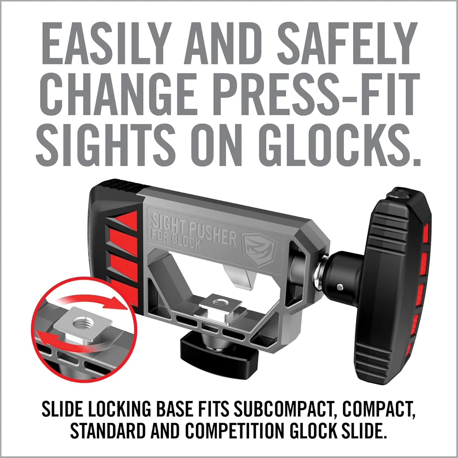 Real Avid Universal Glock Sight Pusher | Front and Rear Sight Tool for Glock 19, 17, 43, 26, 22