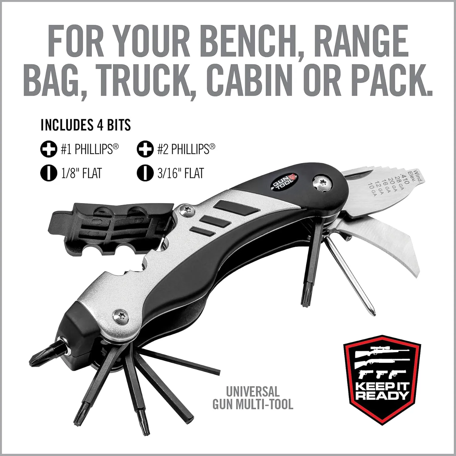 Real Avid Gun Tool - 18-In-1 Gunsmithing Shotgun & Rifle Multi Tool - Bit Driver, Torq Bits, Choke Tube Wrench, Allen Wrench