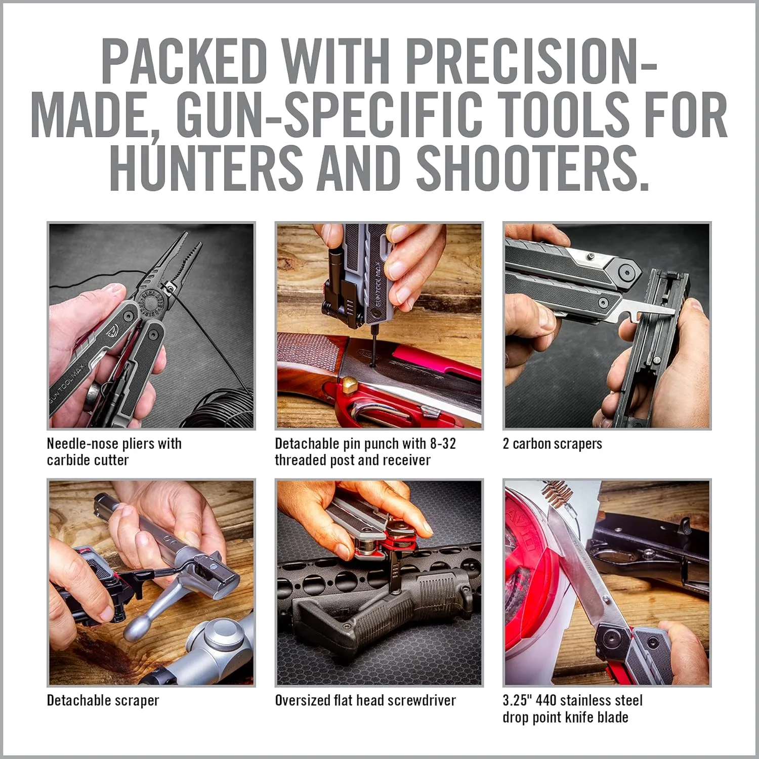 Real Avid Gun Tool Max, 37-in-1 Multitool for Gunsmithing, Includes Pliers, Wire Cutters, Knife Blade