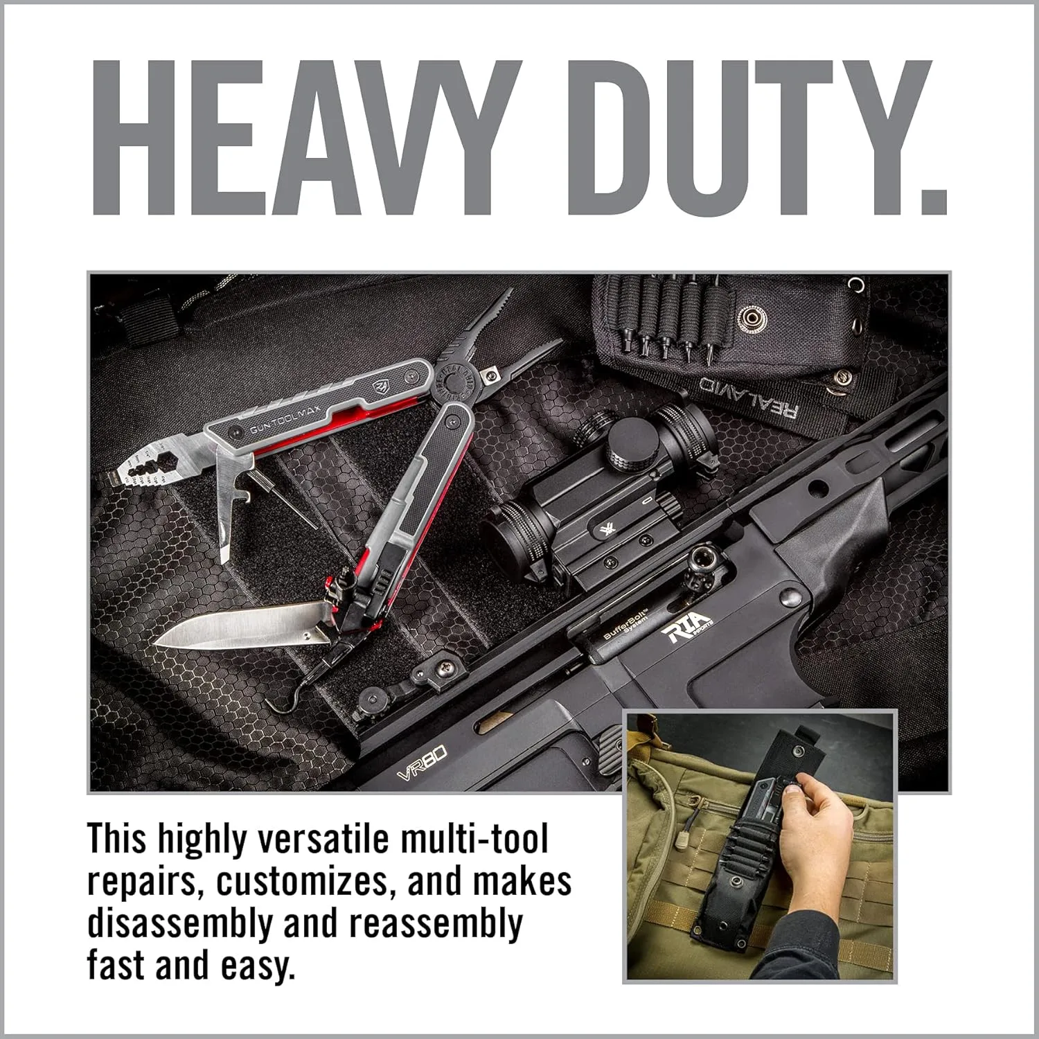 Real Avid Gun Tool Max, 37-in-1 Multitool for Gunsmithing, Includes Pliers, Wire Cutters, Knife Blade